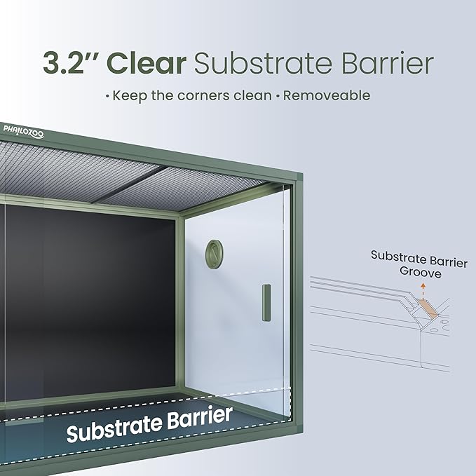 Phailozoo 120 Gallon Bearded Dragon Tank, Stackable Reptile Enclosure with Front Sliding Tempered Glass Doors, Easy Assembly Aluminum Frame Reptile Tank for Snake & Lizard