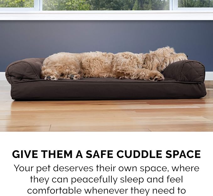 FurHaven Soft, Orthopedic Foam Sofa Dog Bed with Washable & Removable Cover - Quilted - Coffee, Dogs Up to 35 lbs - Medium
