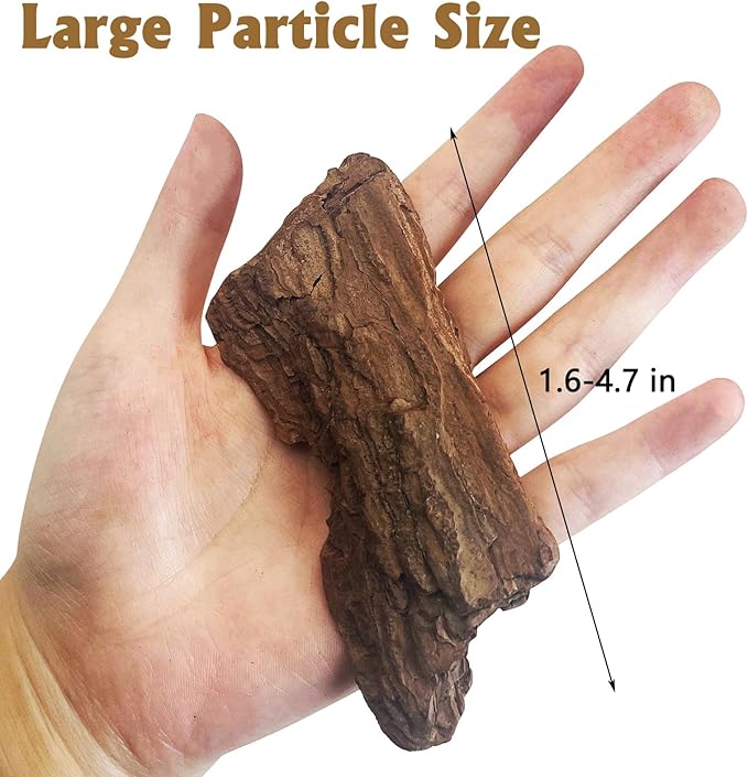 Hamiledyi Reptile Bark Bedding 22.9oz Tortoise Habitat Bedding Natural Wood Chips Terrarium Substrate Bearded Dragon Tank Accessories for Snake Box Turtle Gecko Hermit Crabs Pack of 2 (Large)