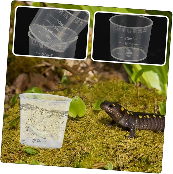 Totority 30Pcs 20ml Reptile Feeding Cups Set Washable Scale Measuring Cups for Lizards Snakes and Tortoises Sturdy Food and Water Bowls for Reptile Care