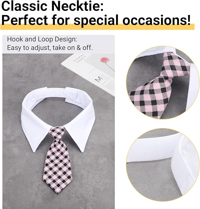 Segarty Dog Necktie Collar, 6pcs Dog Tie for Medium and Large Dogs, Adjustable Collar with Stripped Formal Neck Tie for Dogs Cats Tuxedo Tux Outfits, Birthday, Wedding, Christmas Costumes