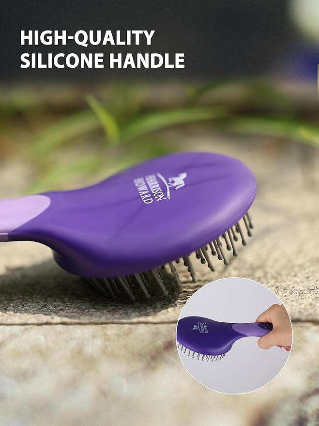 Harrison Howard Horse Grooming Brush Set, 7 Essential Grooming Brushes for Daily Horse Care, Body, Mane, Tail & Shedding Use Purple