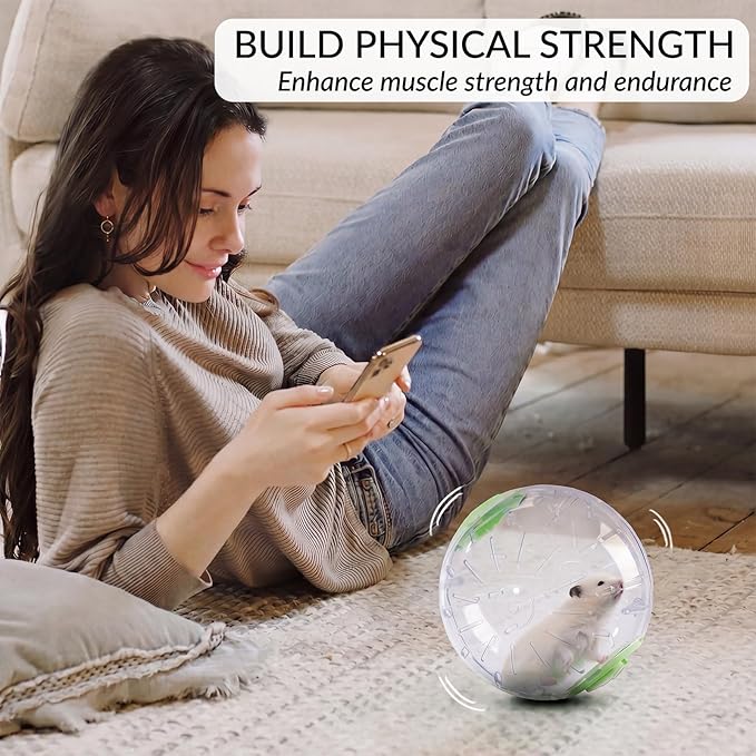 7.9 Inch Hamster Ball, Running Ball Toy, Transparent, Breathable, Promote Exercise Health, Reduce Stress, Easy to Clean, Hamster Accessory, for Syrian Dwarf Hamster, Gerbils, Mice, Small Pets, Green