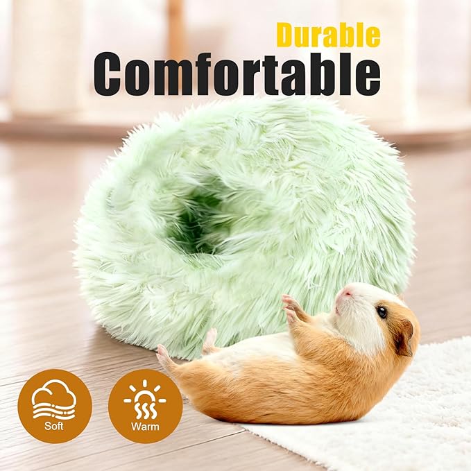 2-Pack Guinea Pig Backpack and Burrowing Bed, Portable Small Animal Cage with Bubble Clear Window, Plush and Fluffy Hideaway Pet Bed for Piggies, Hamster