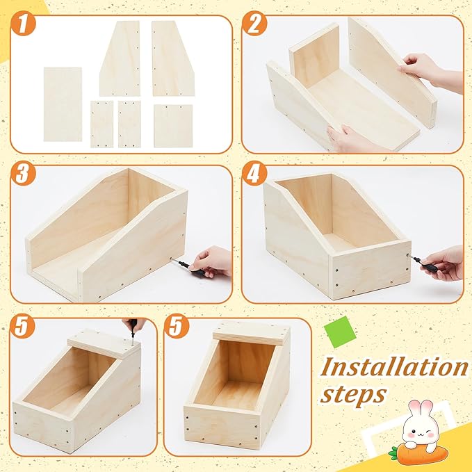 Maxcheck 2 Pack Wood Rabbit Nesting Box, 14x8x8 Inch Wooden Hutch Hideout for Breeding, Natural Burrow Den Alternative for Rabbits & Small Animals