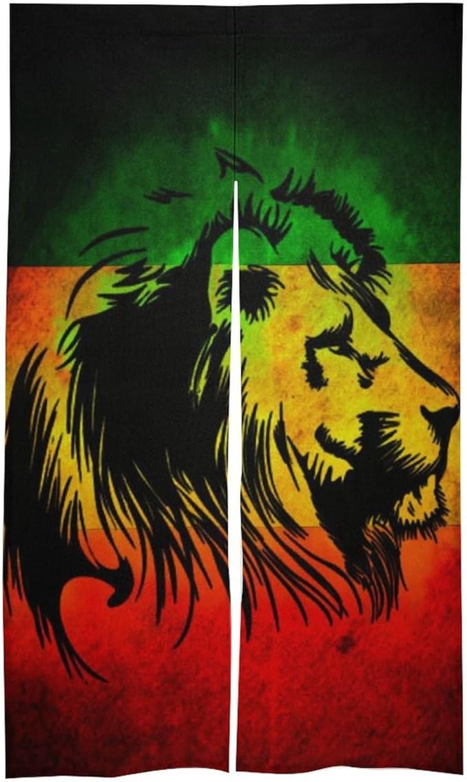 Lion Reggae Jamaica Light Blocking Door Curtain, Suitable for Bedroom Entrance