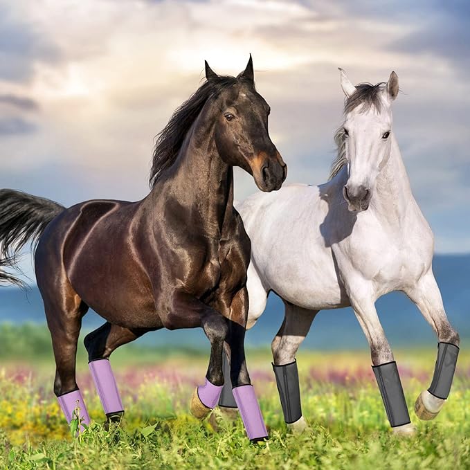 Jexine Set of 8 Mesh Fly Boots for Horse Loose Fitting Non Slip Breathable Horse Fly Leggings Protective Reduces Stress Leg Fatigue Wraps for Preventing Flies Mosquitoes Bite