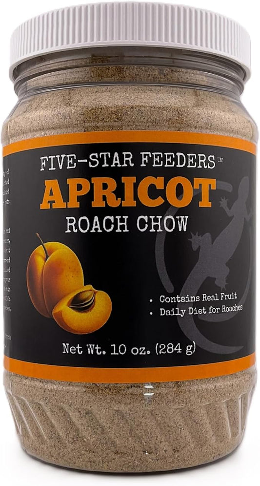 Roach Chow – Apricot Flavored Daily Balanced Diet for Dubia Roaches and Feeder Insects – 10 oz Plastic Jar