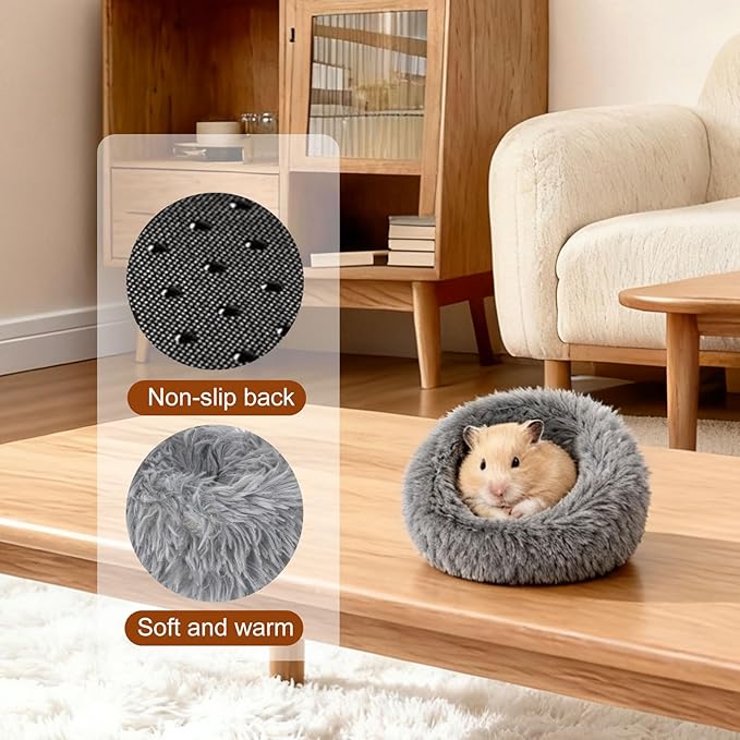 2-Pack Guinea Pig Carrier and Burrowing Bed, Portable Small Animal Cage with Clear Window, Plush and Fluffy Hideaway Pet Bed for Piggies, Hamster