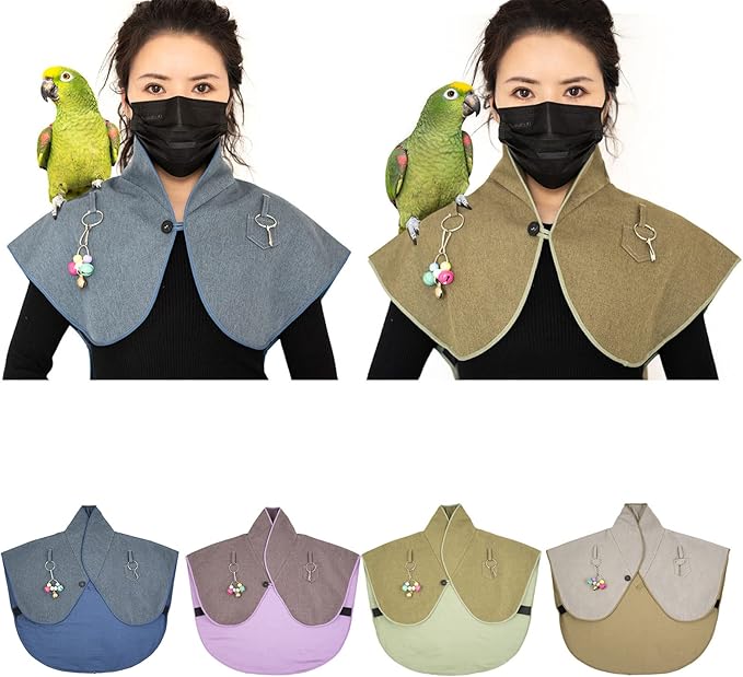 Parrots Anti-Scratch Shoulder Protector for Bird Anklet&Toy Cockatiels Finches Multi-Functional Pet Shoulder Pad Diaper Shoulder Cover for Birds for Poop, Green-Normal