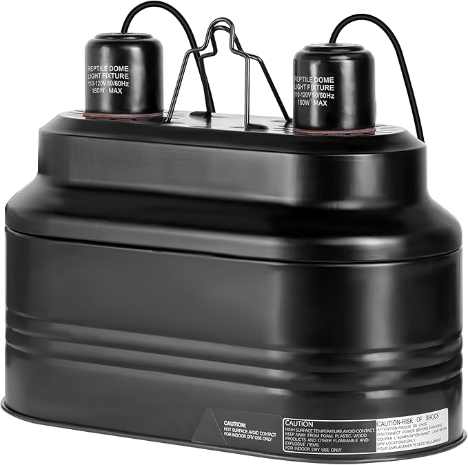 Simple Deluxe Dual Reptile Light Fixture 160W, Reflector Dome Heat/UVB Lamp Cap, for Small Animal Terrarium and Tortoise Habitat