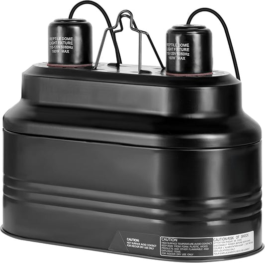 Simple Deluxe Dual Reptile Light Fixture 160W, Reflector Dome Heat/UVB Lamp Cap, for Small Animal Terrarium and Tortoise Habitat