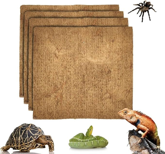 Hamiledyi Reptile Carpets 4Pcs Natural Coconut Fiber Tortoise Carpet Mats for Pet Terrarium Liner Reptile Supplies for Lizard Snake Chameleon Turtle Bedding Bunny Rabbit Mat