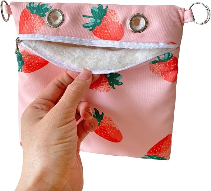 Handmade Faux Rabbit Fur Sugar Glider Bonding Carry Pouch Portable Small Animal Carrier Bag Small Animal Bonding Crossbody Strap for Hamster Rat Gerbil Other Small Pet Sleeping Bag with Vent (Pink)