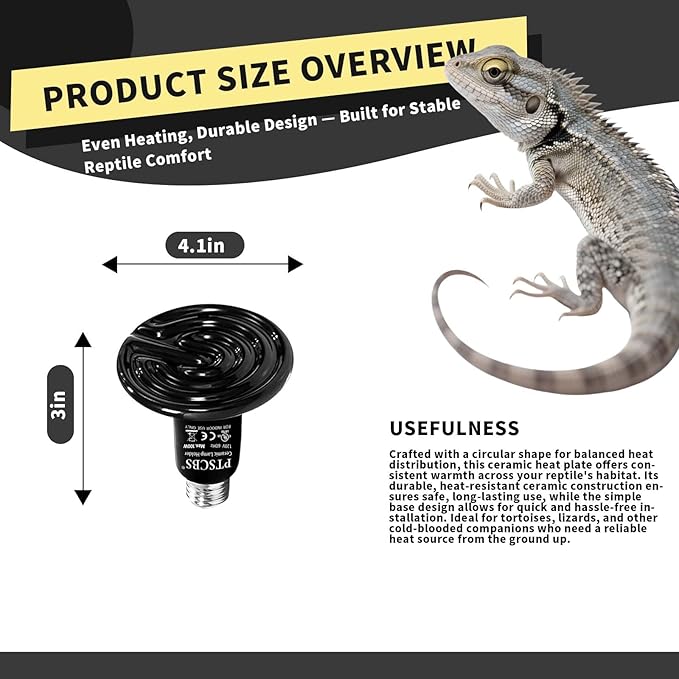 100W Reptile Heat Lamp(2 Packs)-Ceramic Heat Emitter for Reptiles Amphibian Pet Brooders Chicken Incubation, and Terrariums Turtle Lizard Bearded Dragon Snake E26