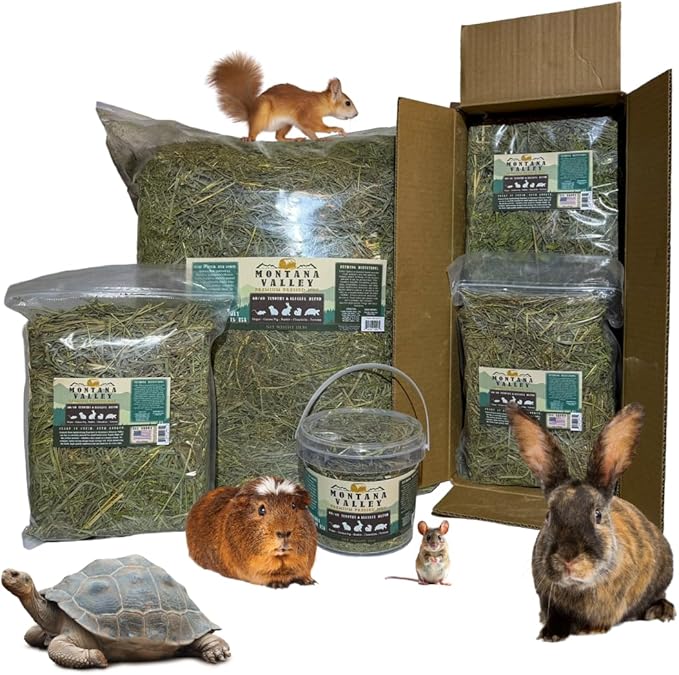Timothy and Alfalfa Hay for Rabbits, Guinea Pigs and Hamsters, 60/40 Blend, Six 1 lb Bags, Natural Small Animal Forage, Montana Valley Hay, High Fiber Digestive Support For Daily Feeding Use