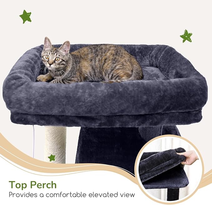 Globlazer Heavy Duty Cat Tree, 70 inch Sturdy Cat Tree for Indoor Cats Extra Large Cat Tower with Scratching Post, Hammock, Cat Condo for Adult Cats Kittens, F70 Pro, Dark Grey - Image 4