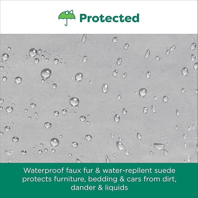 FurHaven Waterproof Dog Blanket – Birch Faux Fur & Suede Calming Throw for Pets, Washable – Gray, Medium