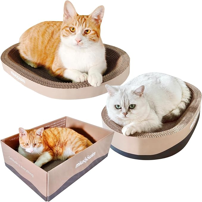miwoowim 3-Piece Cat Scratcher Set, Oval Bowl Nest for Indoor Cats - Image 6