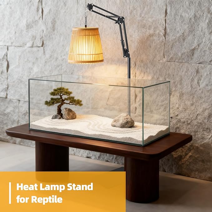 Reptile Lamp Stand, 15-46 Inch Heat Lamp Stand with Sturdy Base, Adjustable Reptile Heat Lamp Stand Holder for Bearded Dragon Turtles Snake and Chicks