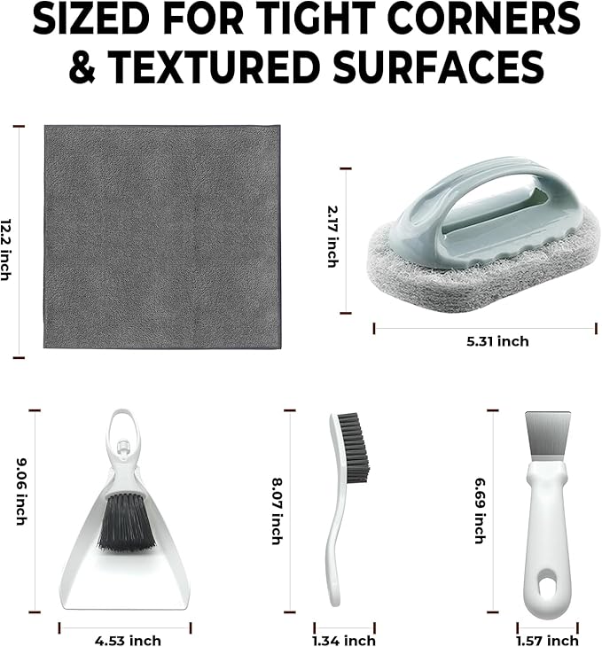 Bearded Dragon Tank Cleaning Kit, Reptile Enclosure Cleaning Tool Set with Mini Dustpan, Brush, Scraper & Cleaning Cloth for Lizard & Gecko Terrarium Maintenance