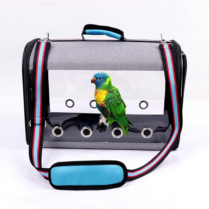 VIDECOR Parrot Go Out Bag Transparent Handbag Bird Starling Parrot Go Out Backpack Portable Bird Cage,C