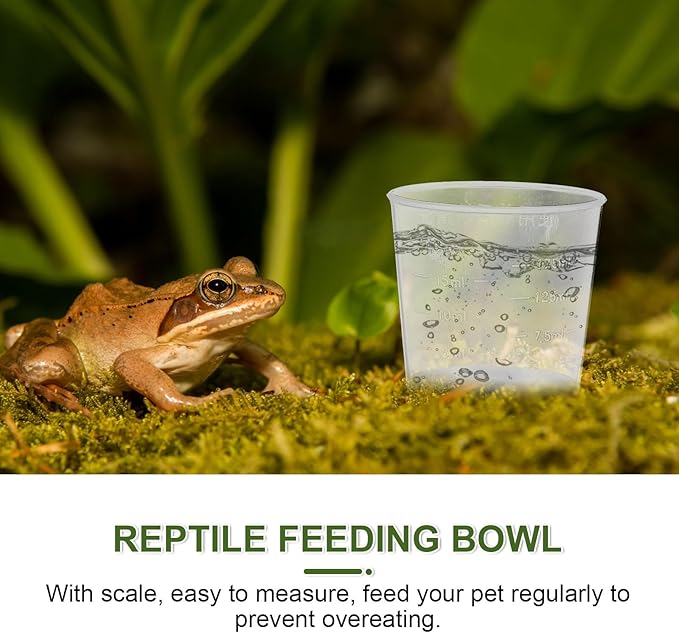 20pcs 20ml Reptile Food Measuring Cups Set Lids, Plastic Feeding Bowls for Gecko and Lizard Pet Feeding, Precise Portion Control for Reptile Care