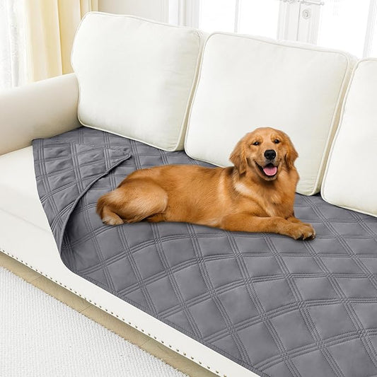 Smiry Waterproof Dog Bed Cover Blanket 40x80, Soft Reversible Pet Blanket, Washable Leakproof Cats Dogs Couch Cover for Sofa, Couch, Furniture, Grey/Grey