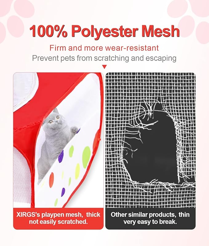Small Animal Playpen with Cover, Portable Pop Up Pet Enclosure for Rabbits, Guinea Pigs, Hamsters, Chinchillas, Ferrets & Kittens, Indoor Outdoor Waterproof Play Pen, Cage Tent & Chick Brooder Box