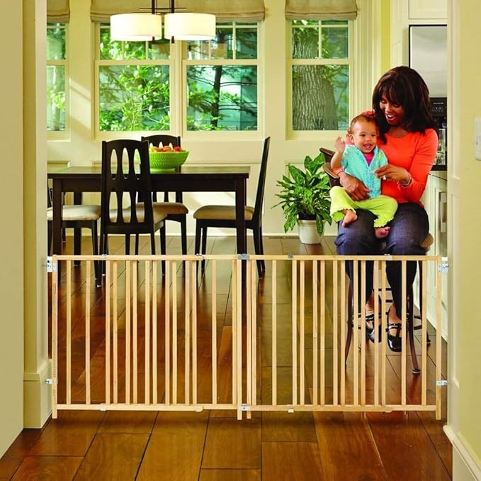 Toddleroo by North States - Extra-Wide Swing Wooden Baby Gate: Extra Wide Baby Gate for Large Openings - Adjustable 60 to 103 Inches Wide - 27 Inches Tall