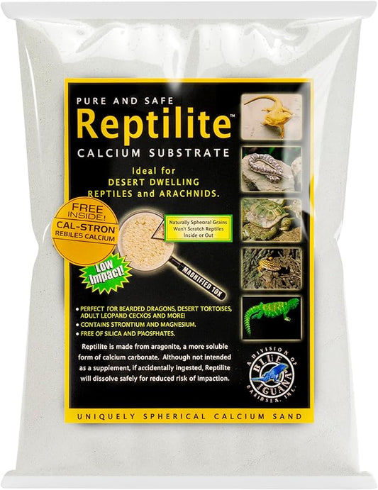 CaribSea Reptiles Calcium Substrate Sand - 20 lb Each - Natural White Sand for Reptile Terrariums, Promotes Healthy Habitat & Optimal Calcium Levels (Pack of 2)