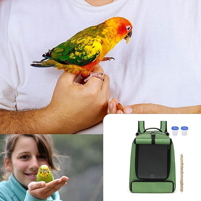 Thin Bird Cage Backpack for Pet Feathered with Detachable Bottom Tray Easy Cleansing and Ergonomic Shoulder Belts Escape Transportable Bird Shipper