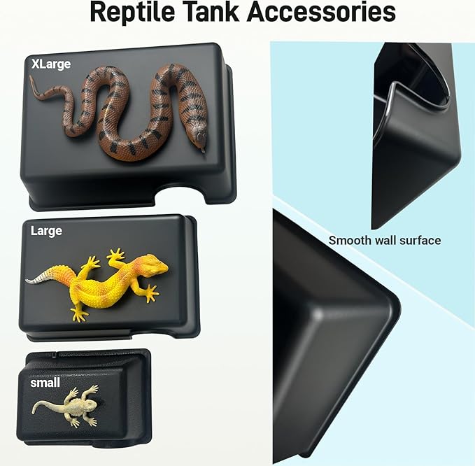 11.5in Reptile Humid Large Hide Cave, Moist Hideout for Gecko, Lizard, Snake - Natural-Looking Shelter for Humidity Retention & Shedding Support, with Easy-Clean Design (11.5"x7.8"x2.7")