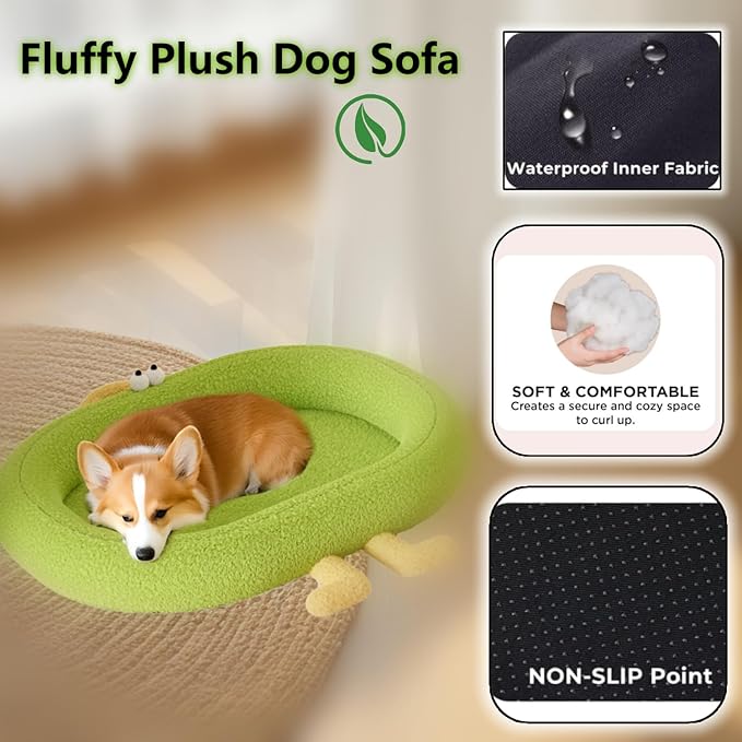 Cat Bed,for Indoor Outdoor Dog Beds & Furniture,Couch,Calming, Round,Fluffy, Cooling,Squish Mallow,Chew Proof,Waterproof,Non-Slip Bottom,Calming Dog Bed,Yellow(Yellow, M)