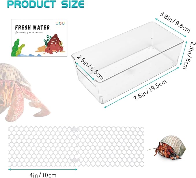 2 Pack Large Hermit Crab Water Tank,Hermit Crab Cage with Climbing Ramps,Hermit Crabs Salt Water Pool for Small or Medium Hermit Crabs Climbing Toys (2Pack Large)