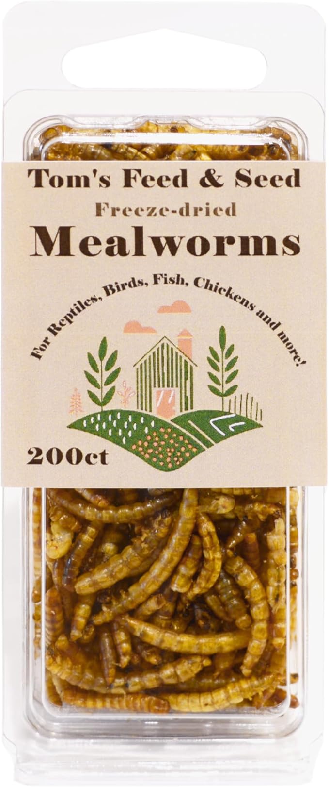 Freeze-Dried Mealworms 200ct - Premium Organic Dried Mealworms for Reptiles, Chickens, Wild Birds, Turtles, Fish, Hedgehogs, Sugar Gliders, High Protein Feed, Nutrient-Packed