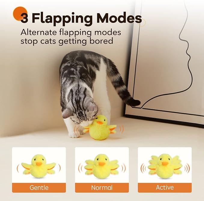 Potaroma Cat Toys Rechargeable Flapping Duck with SilverVine Catnip, Lifelike Quack Chirping, Touch Activated Kitten Kicker Plush Interactive Exercise Toys for All Breeds - Image 6