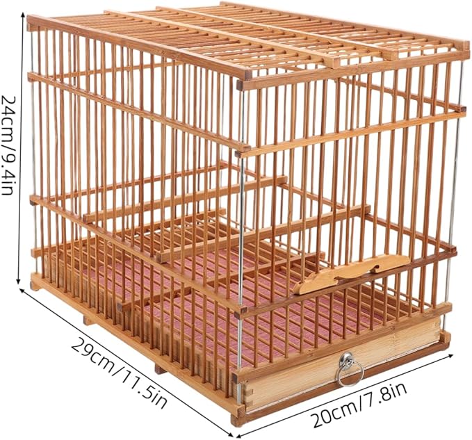 Toyvian Lightweight Bamboo Bird Cage for Small Birds Portable Woven Canary Carrier Handle for Indoor and Outdoor Travel Sturdy Design for Parakeets and Budgies