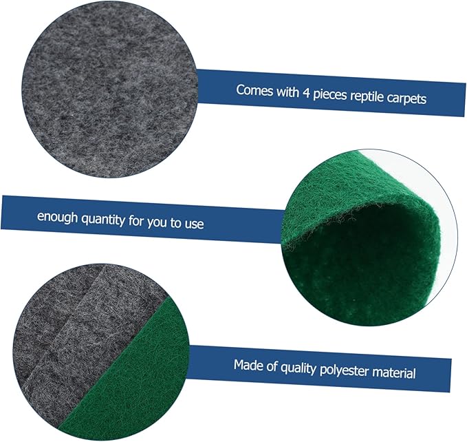 4pcs Reptile Terrarium Carpet Liner Absorbent Bedding Mat for Lizards Snakes Tortoises and Geckos Grey Substrate