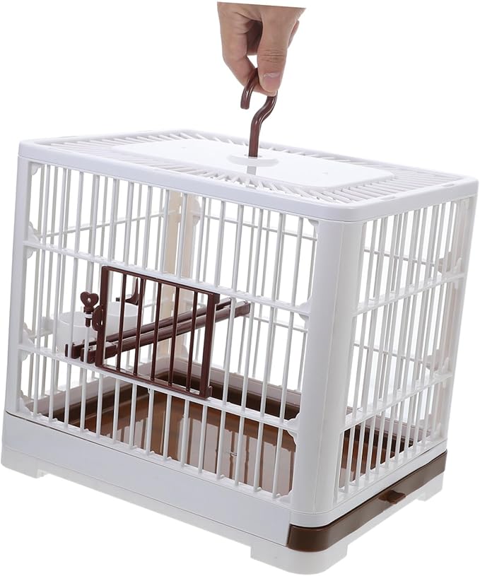 Foldable Parrot Travel Cage with Bird Stand Portable Carrier for Small Birds Easy to Clean Lightweight Design for Finches Parakeets and Budgies