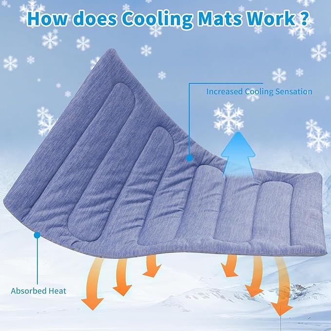 Cooling Mat for Large Dogs - Double Sided Warm & Cool, Q-MAX>0.47, Portable Dog Cooling Mat for Summer. All-Season Use & Portable for Travel(L (36''x23'') (XXL - 51"x37.5")