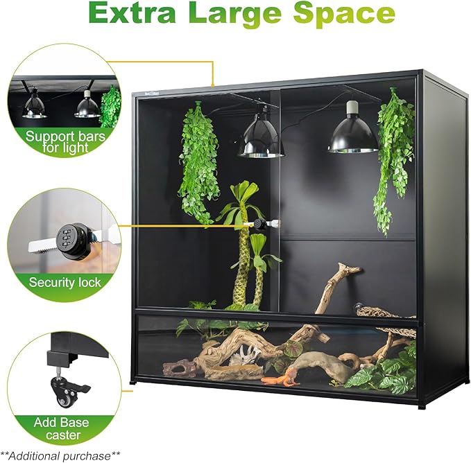 460 Gallon PVC Reptile Enclosure, 2 Pack 48"x24"x46" Connectable Cage with Kits(96"x24"x46"), Front Sliding Glass Doors with Lock, Stackable Tank for Bearded Dragon Ball Python