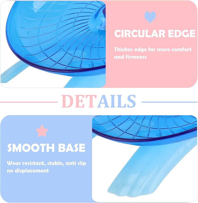 Mipcase 2pcs Non Silent Cm Exercise Jogging Pig Wheel- Flying Mice Blue Little Cage Small Disc Slip Plastic Hedgehog Critters Playing Hamsters Rat Squirrels Ball Toys Run Gerbils Gerbil