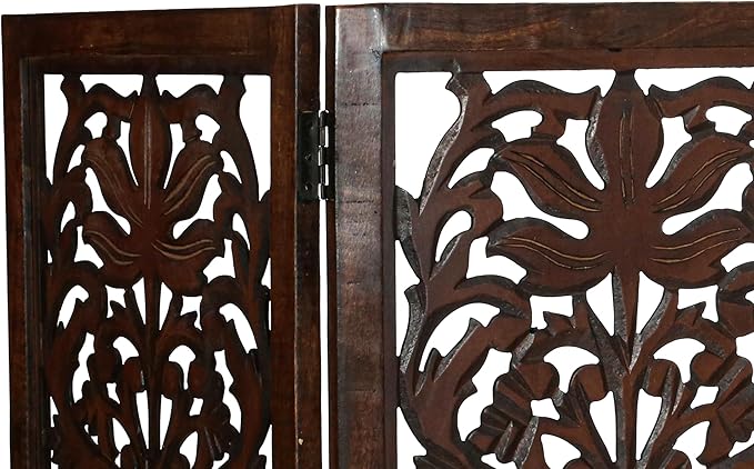 Lightnpro Wooden Dog Gate -Foldable Freestanding Pet Gate for Indoor Use, Adjustable Safety Barrier for Dog, Puppies & Small Pets, for Stairs & Doorways- 24" Height 18" Wide (4 Panel) Natural Burnt
