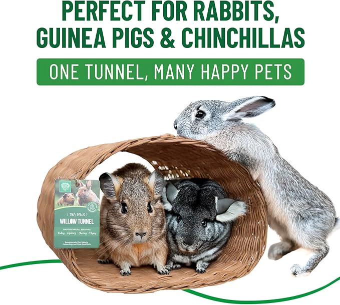 Small Pet Select Tiny Paws Jumbo Willow Tunnel, for Guinea Pig, Rabbit, Bunny, Toys, Hideout Tunnel, Cage Accessories, 13.5x12x9.5
