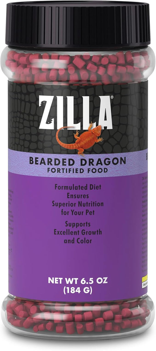 Zilla Fortified Food for Bearded Dragons, Complete Nutritional Diet, Supports Excellent Growth and Color, Extruded Pellets, 6.5 ounces