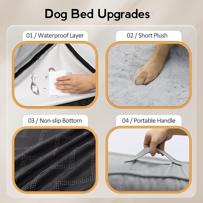 MEKIY Large Orthopedic Dog Bed with Sides XXXL Dog Beds with Removable Washable Cover Non-Slip Waterproof Pet Bed for Extra Large Dogs - Grey XXXL
