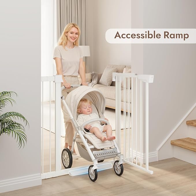 29-43" Baby Gate for Stairs, 36" Tall Dog Gate Indoor, Pressure Mountd Baby Gates with Auto-Close/Hold-Open Features and Anti-Trip Pedal, Safety Kids Gate for Doorways, House, Stairs