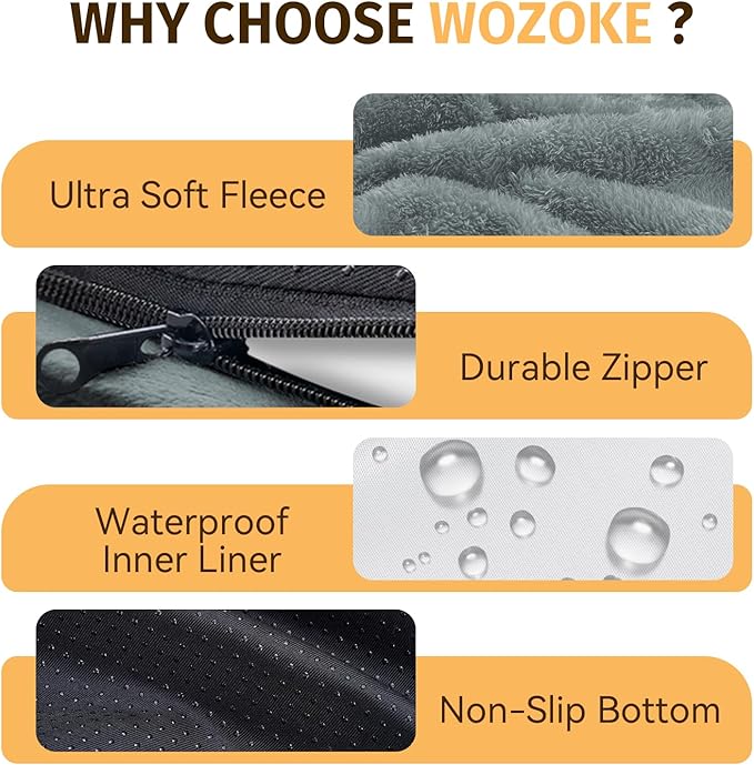 Orthopedic Dog Bed for Medium Dogs, Waterproof Dog Bed with Removable Bolsters, Egg Crate Foam Pet Couch for Medium Size Dog with Machine Washable Cover & Non-Slip Bottom, Grey