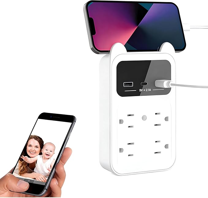 Hidden Camera Wall Outlet Camera, 2K HD Wireless Nanny Cam with 120° Wide Angle Loop Recording Motion Detection Easy Setup for Home, Pets & Office Indoor Security-White (White)